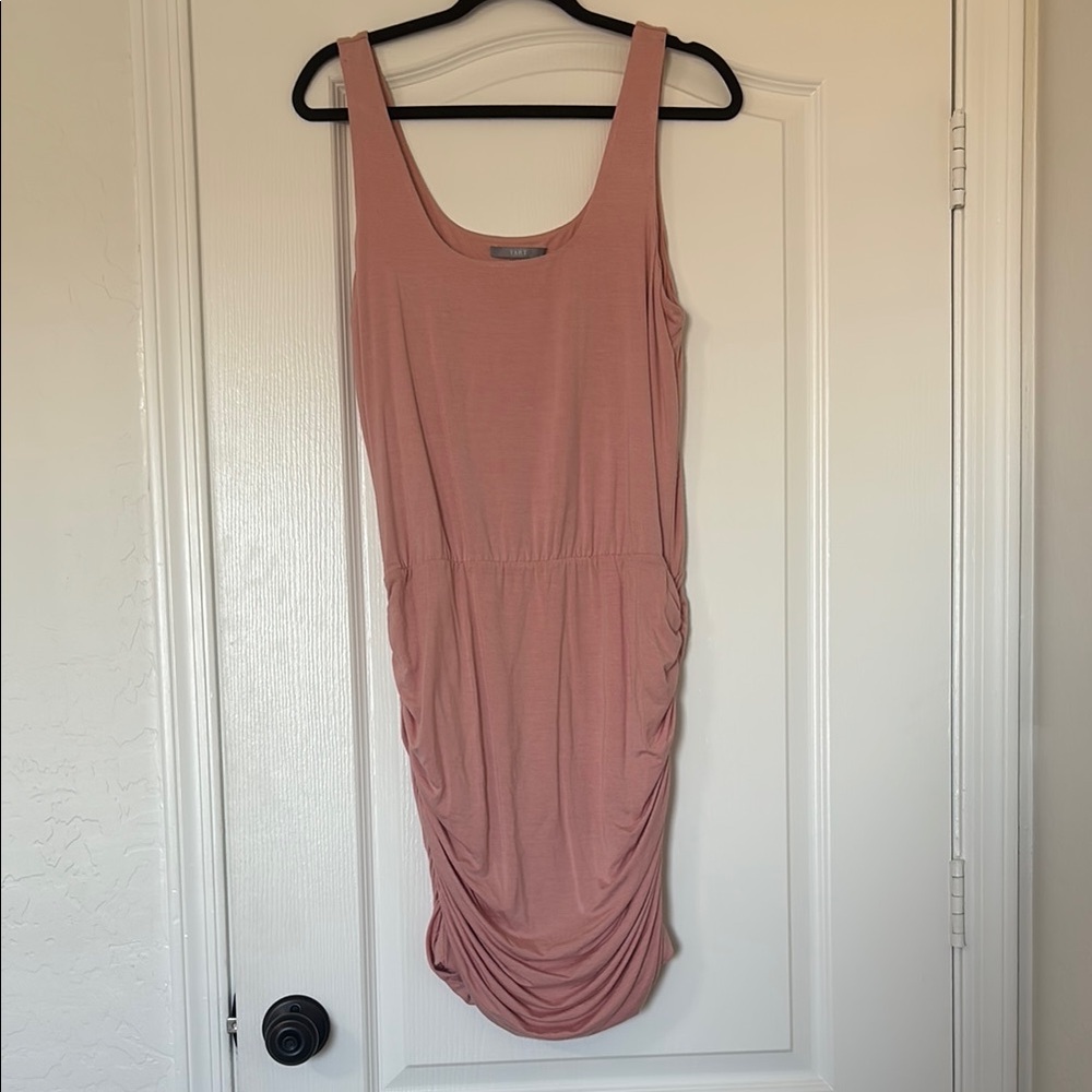 Sleeveless Dusty Rose Ruched Tank Dress. NWOT